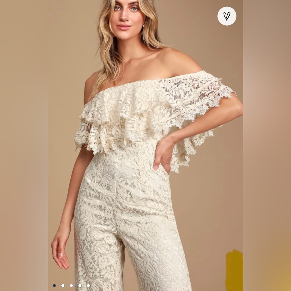 Lulus Off-the-Shoulder Jumpsuit Cream Size Small. Fully lined. NWT